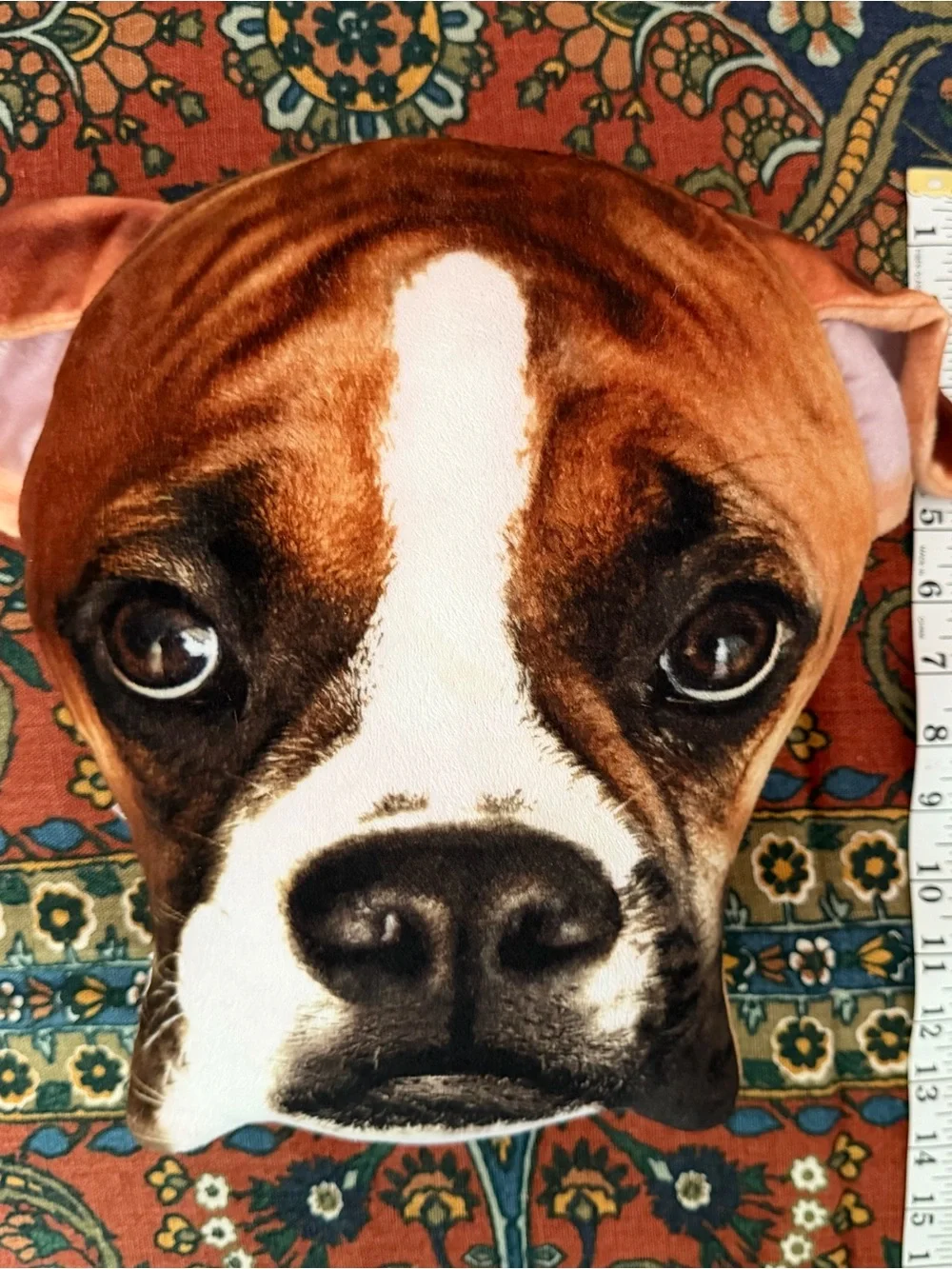 Boxer Dog face Plush Pillow in Brown and White - Brand Unknown